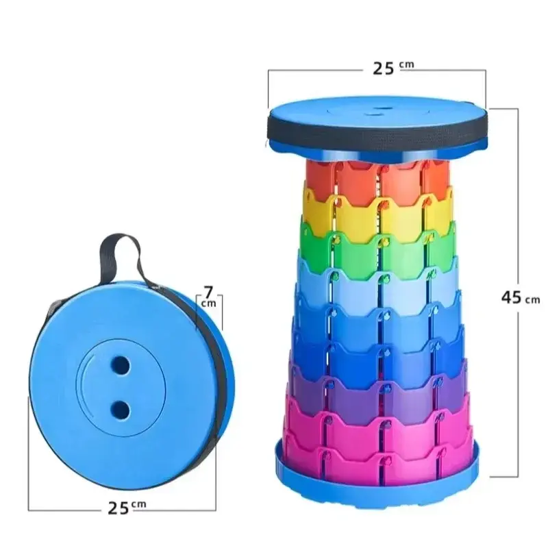 Lightweight Portable Plastic Folding Telescopic Chair - Adjustable Height Compact Stool  Perfect for Fishing  Beach & Camping