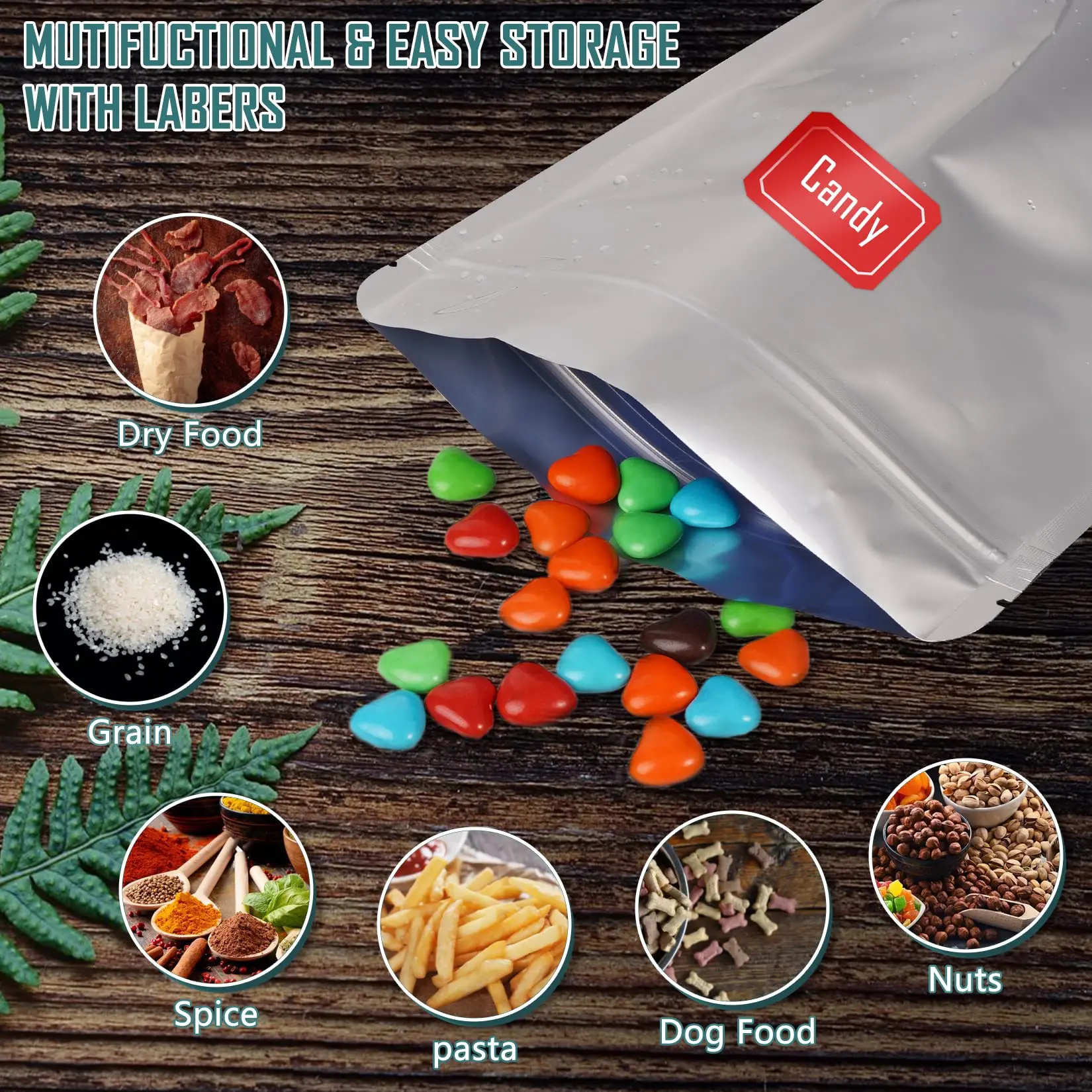 50pcs Stand up Resealable Aluminum Foil Zip Lock Bag Heat Sealing Snack Cosmetics Beauty Coffee Seeds Corn Tea Packaging Pouches