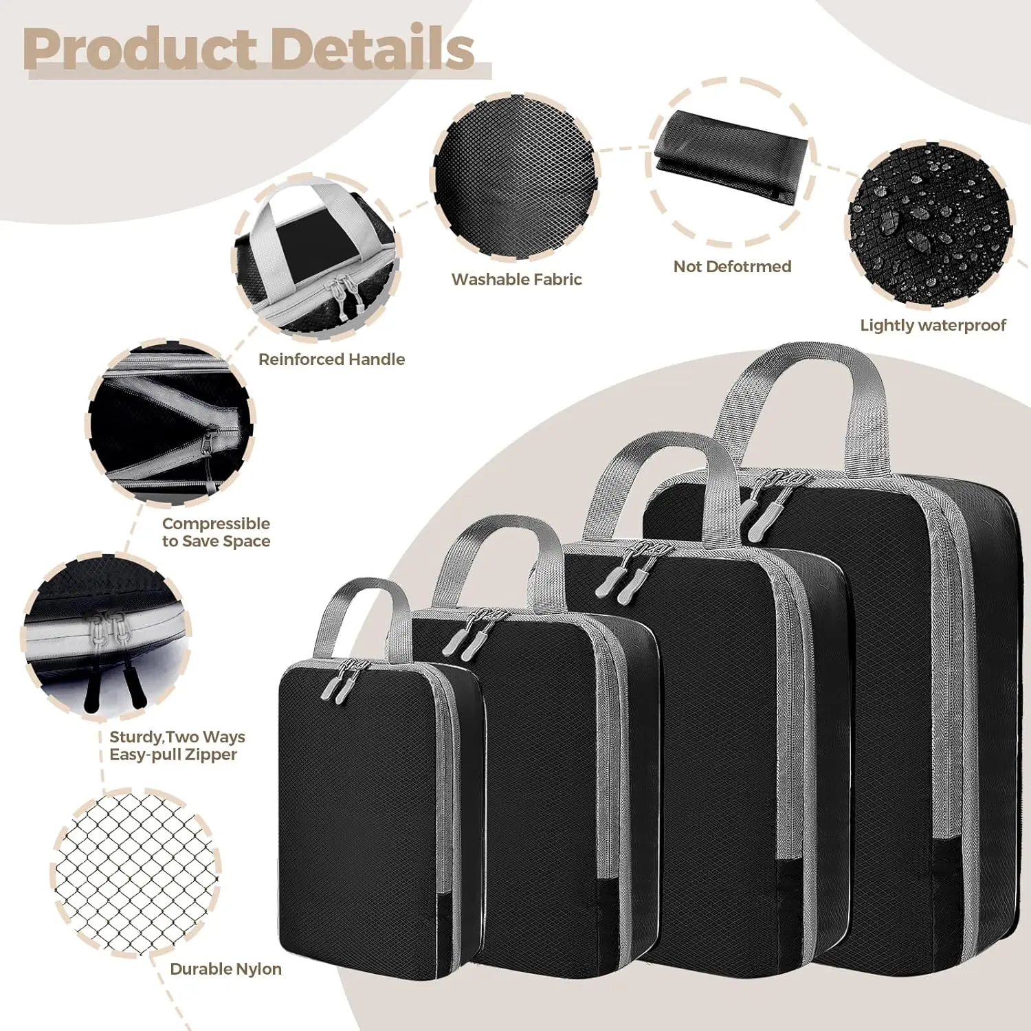 Compression Packing Cubes for Travel Organizers Bag Travel Packing Organizers Luggage Cubes for Packing Ultralight Expandable