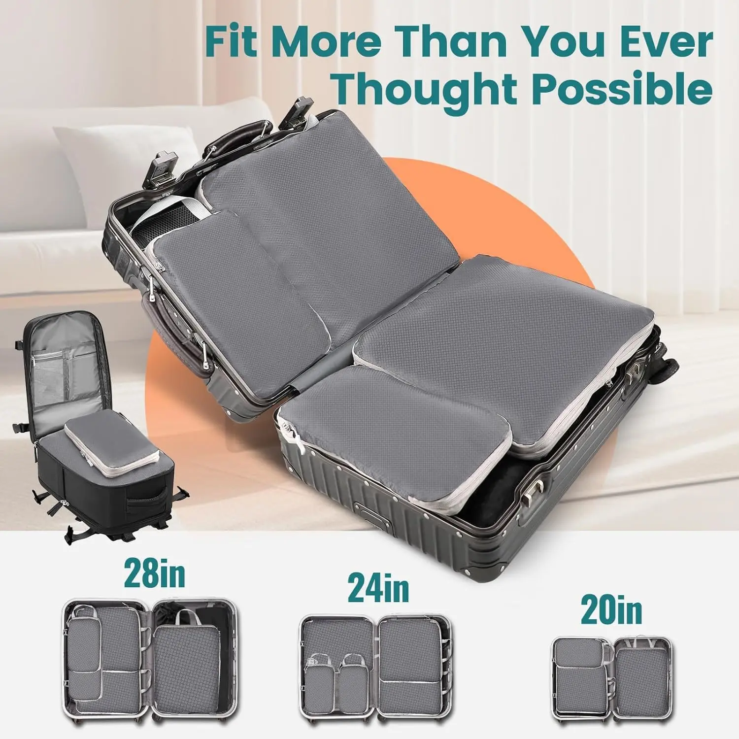 Compression Packing Cubes for Travel Organizers Bag Travel Packing Organizers Luggage Cubes for Packing Ultralight Expandable