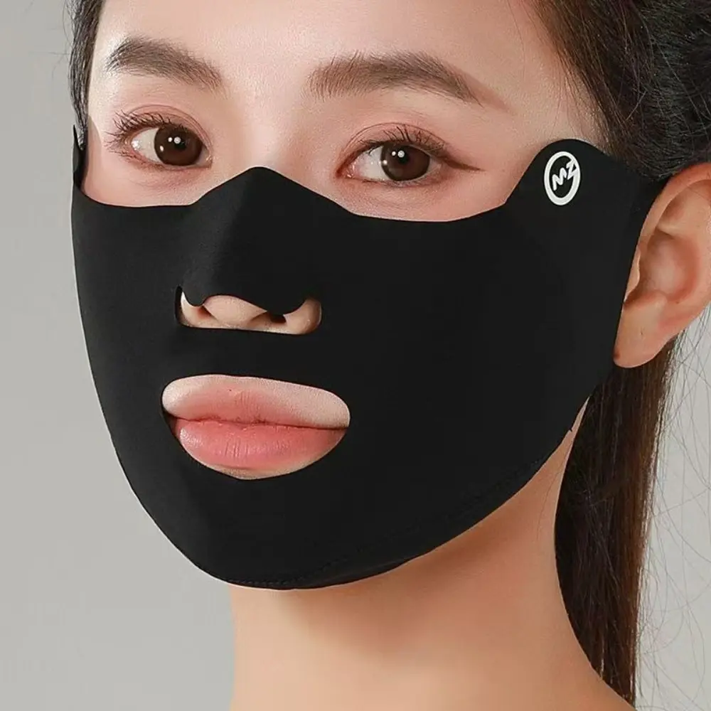 1 Pcs Polyester Fiber Breathable Ice Silk Dustproof Mask Women Washable Sunscreen Mask Anti-UV Anti-sun Mask Gift for Summer