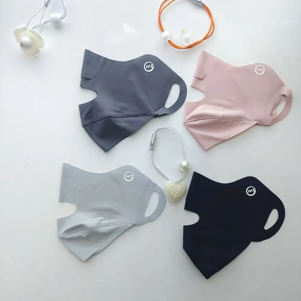 1 Pcs Polyester Fiber Breathable Ice Silk Dustproof Mask Women Washable Sunscreen Mask Anti-UV Anti-sun Mask Gift for Summer