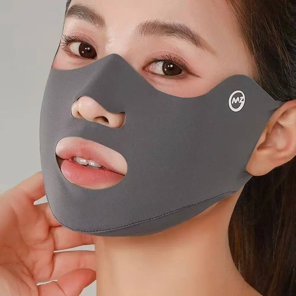 1 Pcs Polyester Fiber Breathable Ice Silk Dustproof Mask Women Washable Sunscreen Mask Anti-UV Anti-sun Mask Gift for Summer