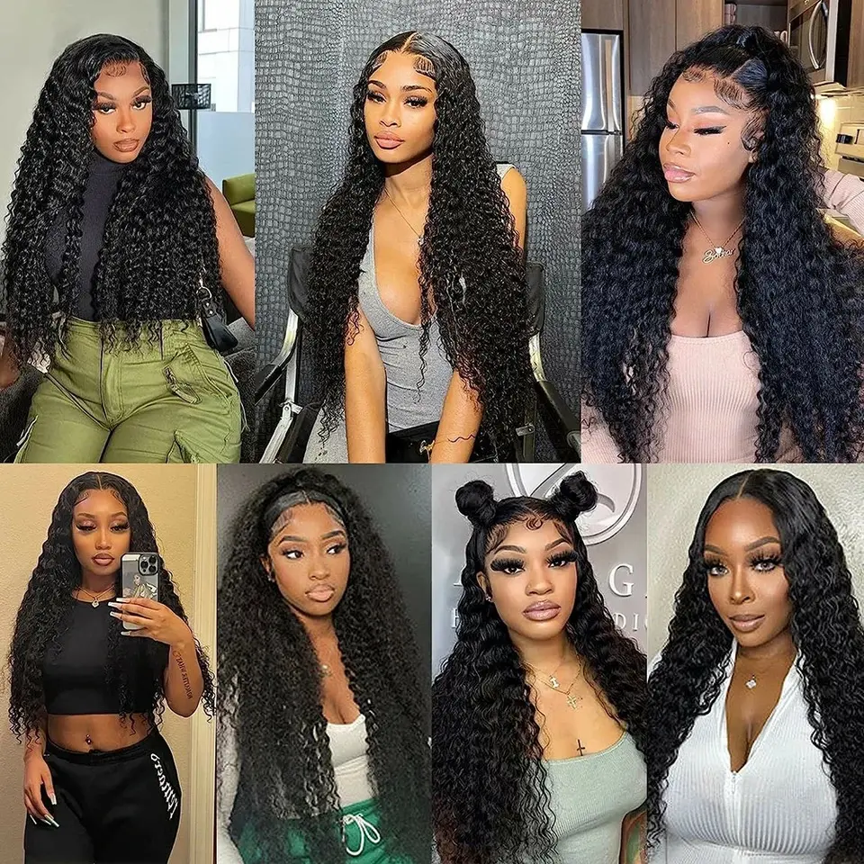 13X4 Lace Frontal Synthetic Long Wig For Black Women Deep Wave Natural Black Color Wet And Wavy Hairline Preplucked Cosplay
