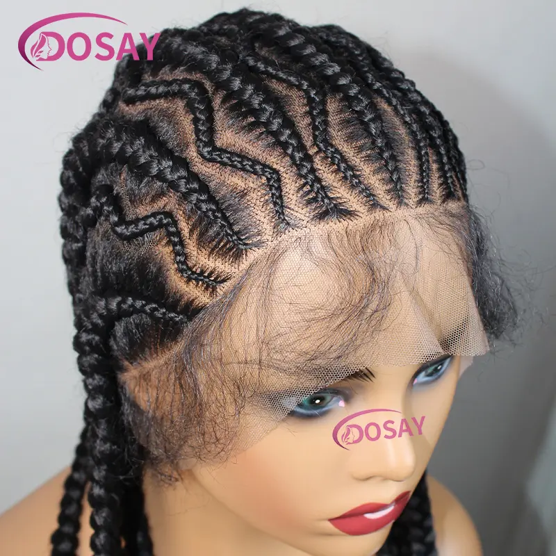 Synthetic Full Lace Wig Knotless Box Braided Wig for Women Lightweight Cornrow Style Braided Wig for Daily Use 36Inch