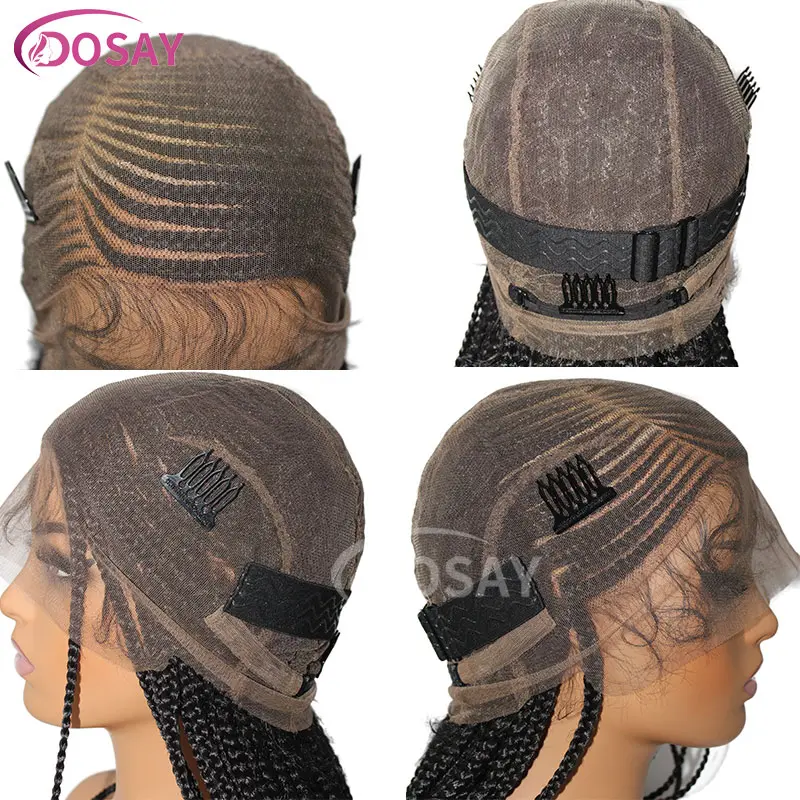 Cornrows Braided Wigs Synthetic Sidepart Jumbo Braided Wigs 36" Full Lace Wig For Black Women Knotless Glueless Box Braids Wigs