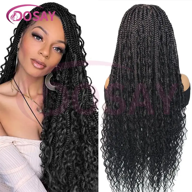 32‘' Synthetic Bohemian Braided Wigs Twisted Boho Box Braid Wigs for Black Women Braids 13x6 Lace Braided Wigs with Baby Hair
