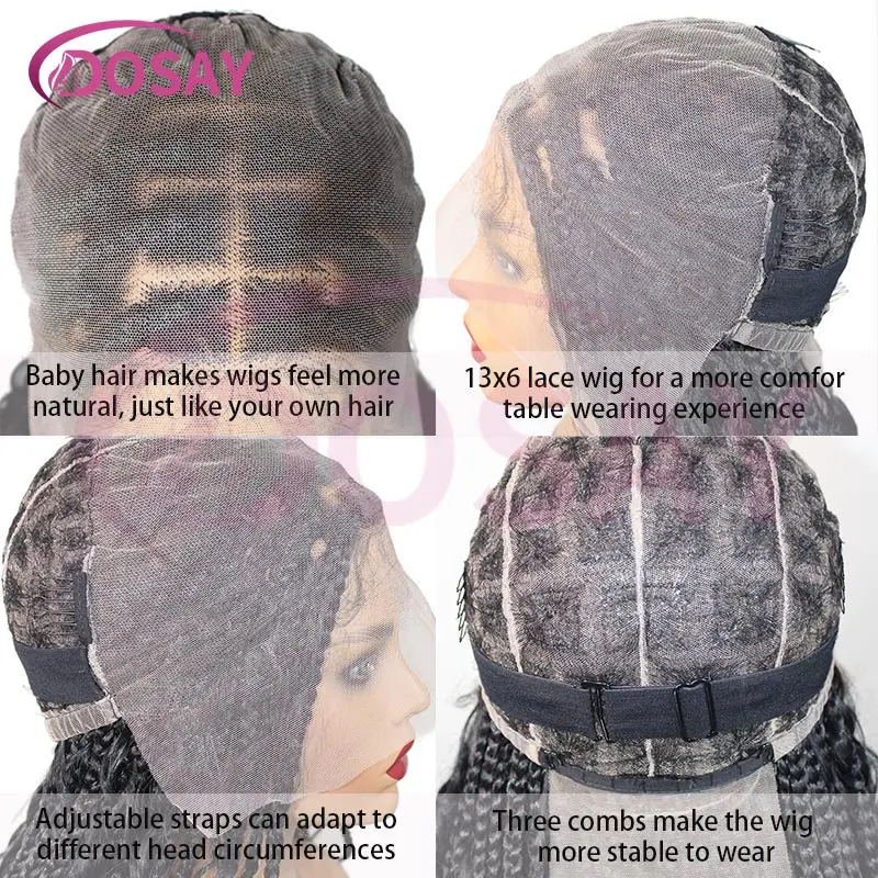 32‘' Synthetic Bohemian Braided Wigs Twisted Boho Box Braid Wigs for Black Women Braids 13x6 Lace Braided Wigs with Baby Hair