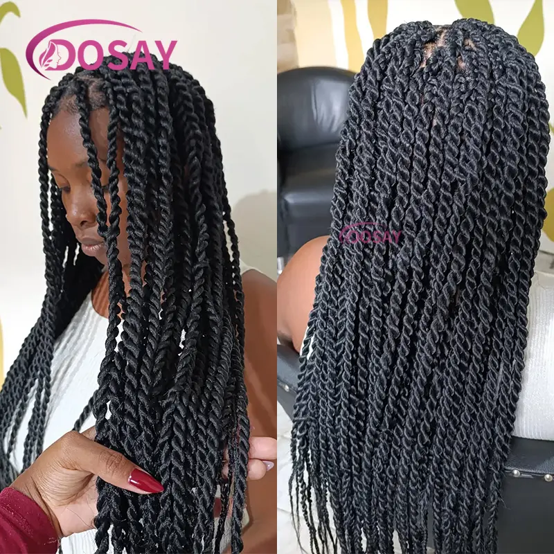 Synthetic Twist Braided Wigs Full Lace Front Wig For Black Women Knotless Braiding Wigs With Baby Hair African Braided Wig