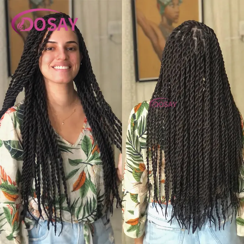 Synthetic Twist Braided Wigs Full Lace Front Wig For Black Women Knotless Braiding Wigs With Baby Hair African Braided Wig
