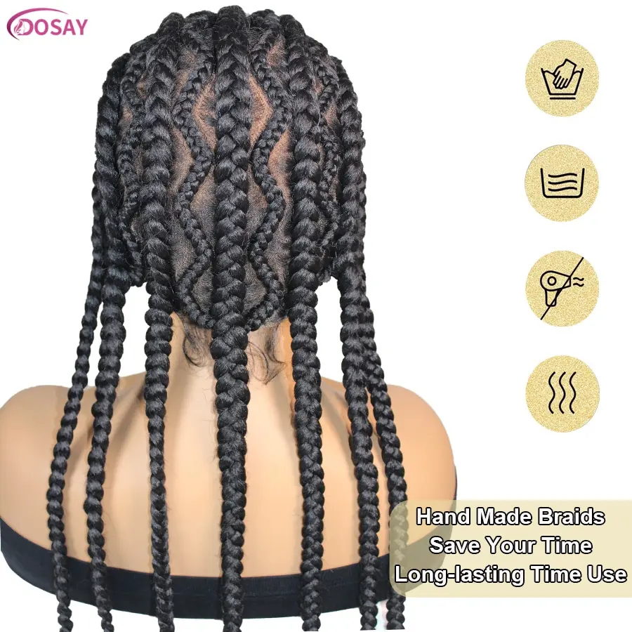 Knotless Box Cornrow Braided Wigs For Black Women Knotless 36Inches Synthetic Fulani Braids Wig Locs Goddess Braiding Hair Wigs