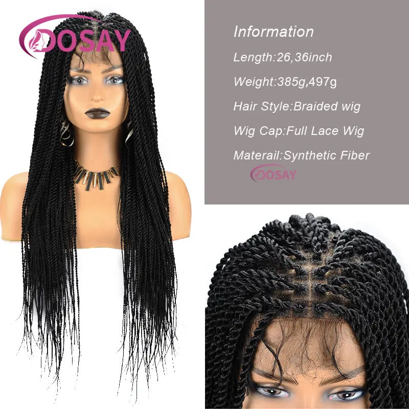 Synthetic Twist Braided Wigs Full Lace Front Wig For Black Women Knotless Braiding Wigs With Baby Hair African Braided Wig