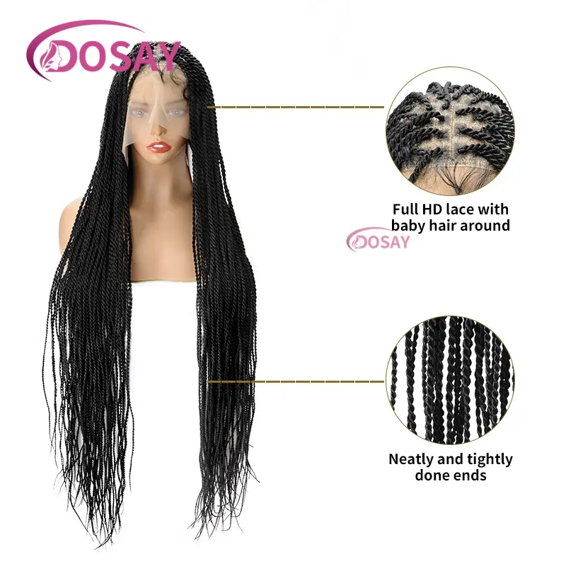 Synthetic Twist Braided Wigs Full Lace Front Wig For Black Women Knotless Braiding Wigs With Baby Hair African Braided Wig