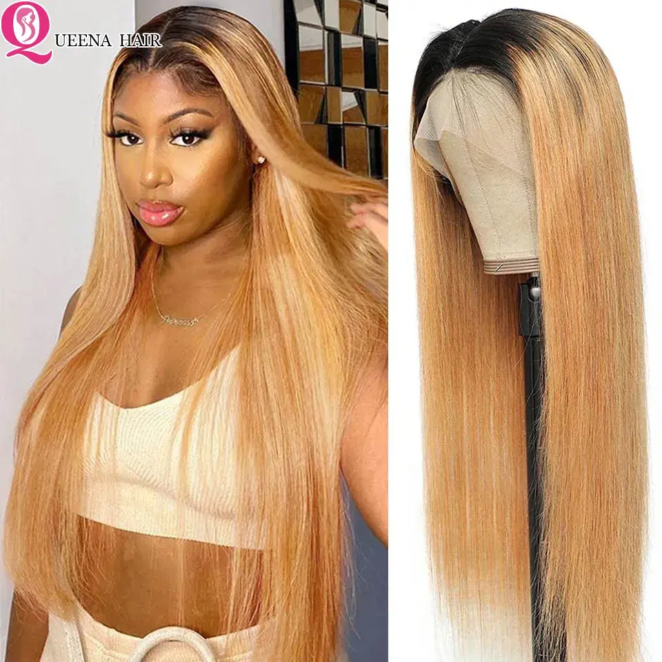 Ombre Honey Blonde Wig Hd Lace Front Wigs Ombre Wig Blonde Lace Front Human Hair Brown Wig Brazilian Remy Straight Wig For Women