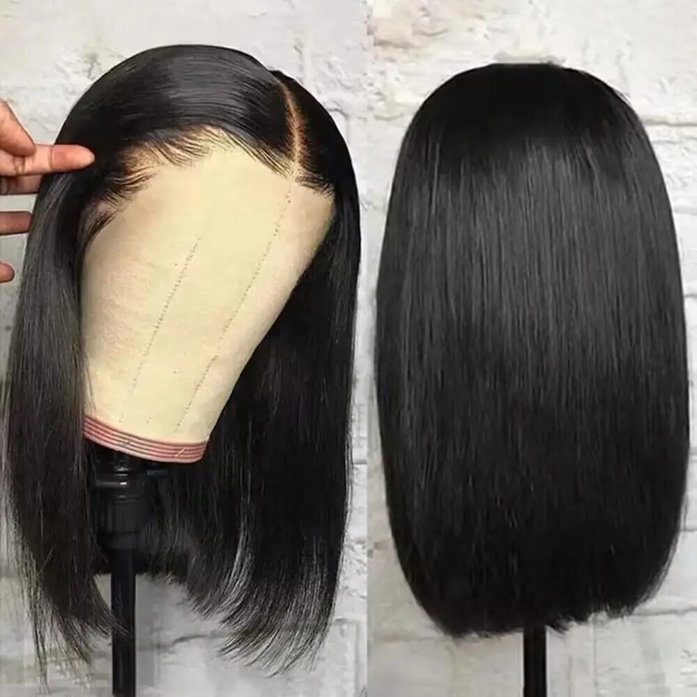 200 Density 13x6 HD Transparent Straight Lace Frontal Bob Human Hair Wig 13x4 Lace Front Wig PrePlucked For Women