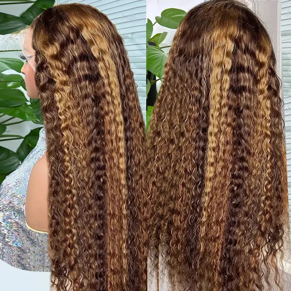 Highlight Honey Blonde Kinky Curly 30 Inch Hd Lace Front Wig Human Hair 13x6 Deep Wave Lace Frontal Wigs Wigs  Human Hair Wigs