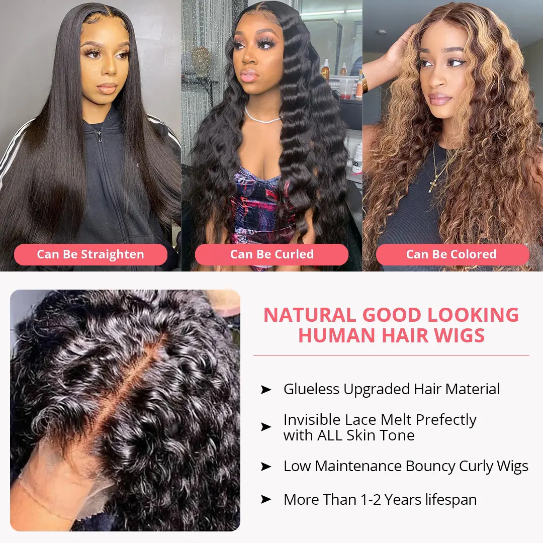 30 Inch Deep Wave Lace Front Wigs Human Hair 200 Density 13x4 HD Lace Frontal Wigs Human Hair Water Wave Curly Glueless Wigs