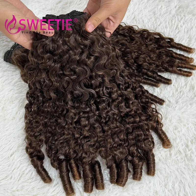 Chocolate Brown Burmese Pix Curly Hair Bundle 12A Cambodian Curly Human Hair Extensions #4 Color Vietnamese Raw Hair Bundles