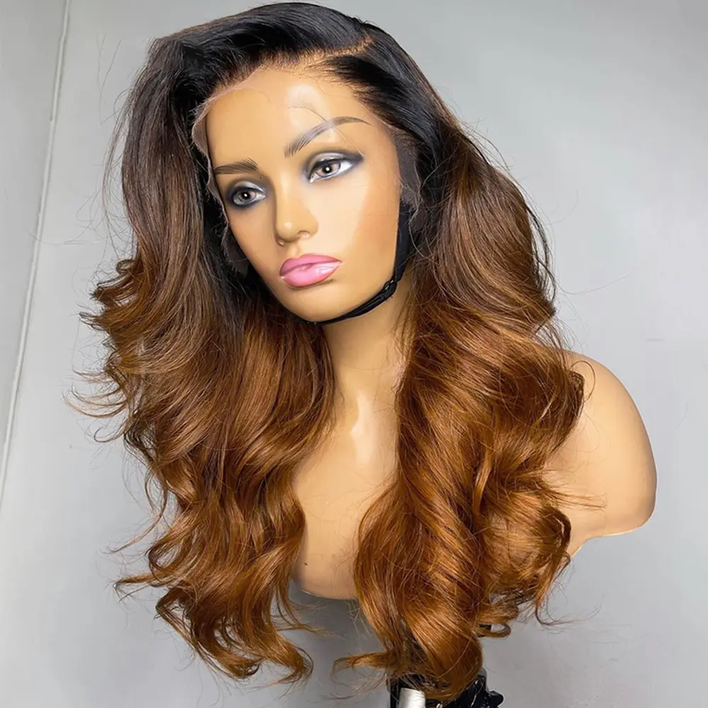 1B 30 Ombre Body Wave Human Hair Wigs 180% Density HD Transparent Lace Frontal Wigs 13x4 Lace Front Wig Pre Plucked Ombre Wigs