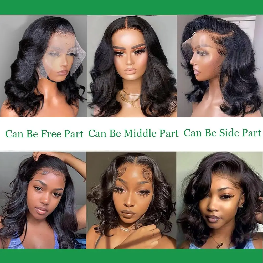 Bob Wig Human Hair 13x4 Frontal Lace Wig 16 Inch Body Wave 150% Density  Lace Front Wigs Human Hair Pre Plucked Bob Wigs for W