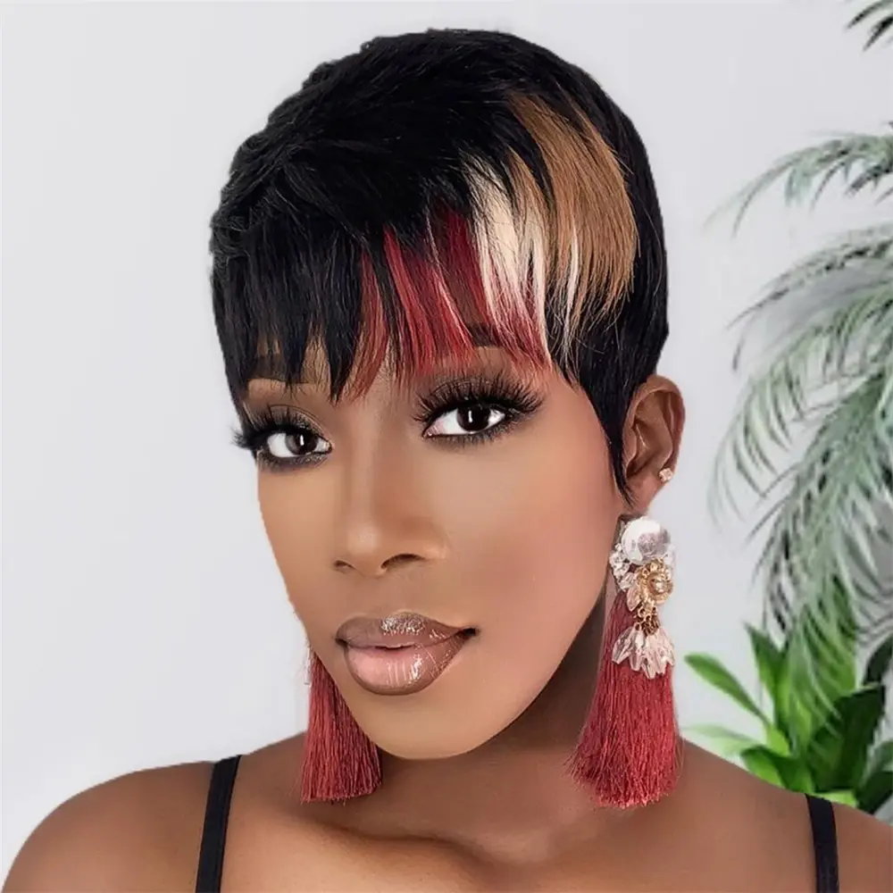Pixie Cut Wig Human Hair Short Wigs for Women Short Layered Wigs Pixie Hair Styles Full Machine Made Wigs With Bangs