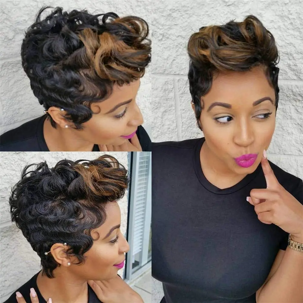 Synthetic Short Colored Hair Wigs for Black Women Short Hairstyles for Women Newest Short Colorful Hairstyles