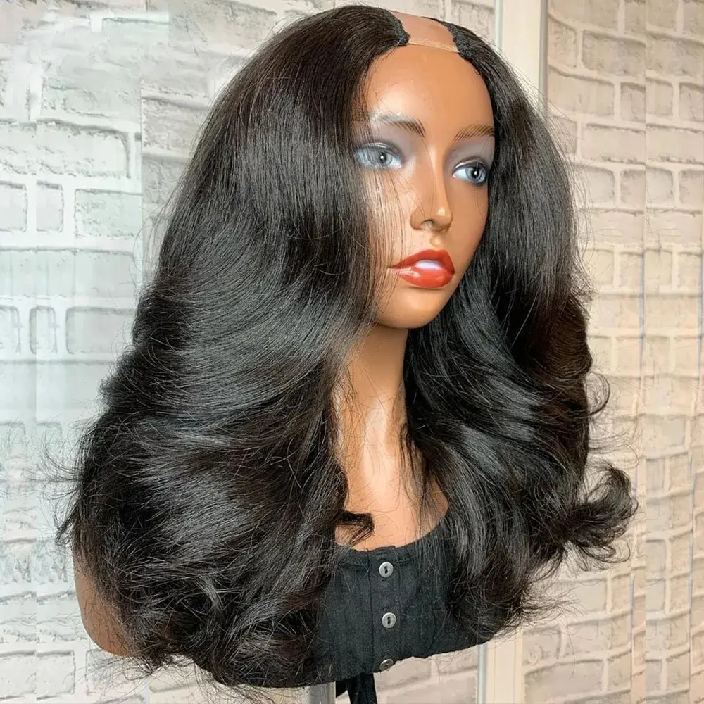 20inch U Part Human Hair Wig Body Wave U Part Wig Brazilian Virgin Human Hair Wig for Black Women
