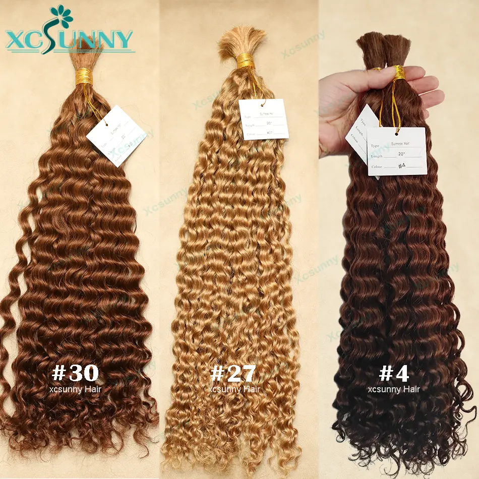 Bulk Human Hair For Braiding Color 30 Blonde Mix Curly No Weft Double Drawn Wholesale Burmese Boho Braids Human Hair Extensions