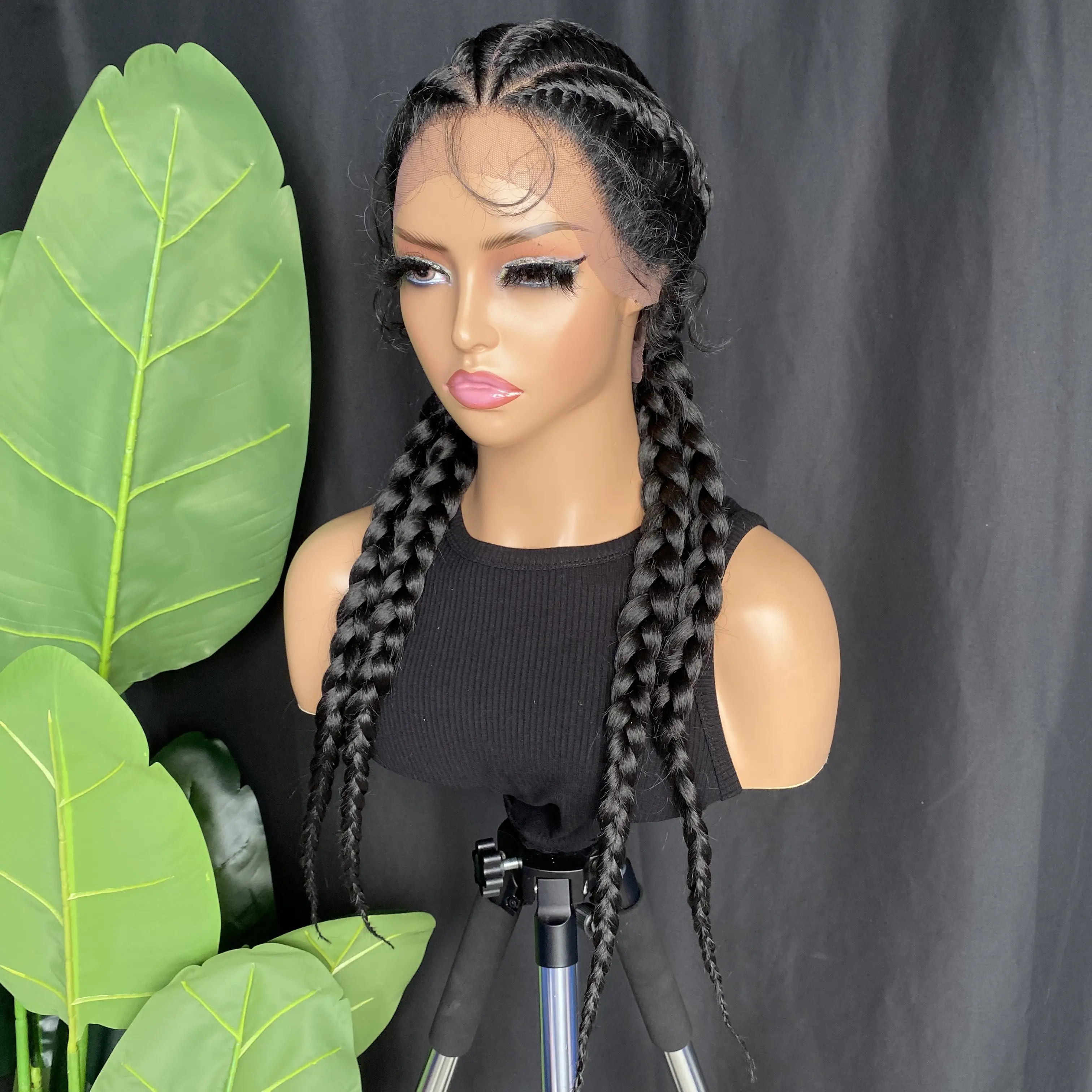 24 Inches Synthetic Lace Wigs Braided Wigs With Baby Hair Box Braids Wig For Black Women Lace Front Wigs