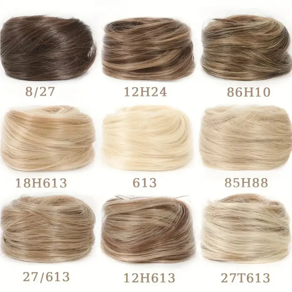 Human Hair Buns Ponytail Hairpiece Brazilian Hair Pieces Bun For Women Scrunchies Updos Donut Chignon 100% Human Hair Extensions