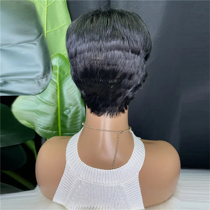 Short Black Wig Synthetic Wigs with Bangs Heat Resistant Synthetic Wigs for Black Women Short Pixie Cut Wig Black Hair