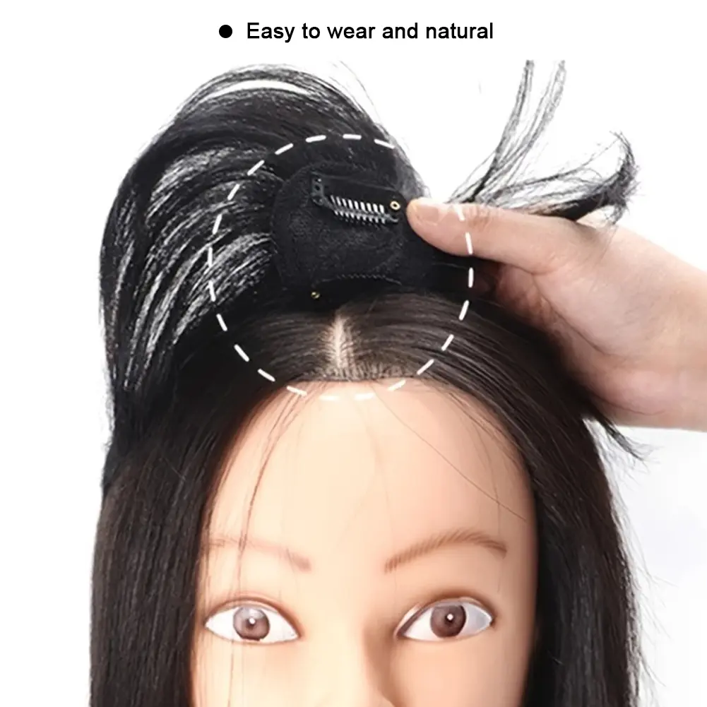 Mini Thin Air Blunt Light Bangs Human Hair Bangs with Temples Headband Hand-made Natural Clip on Bangs Hairpiece