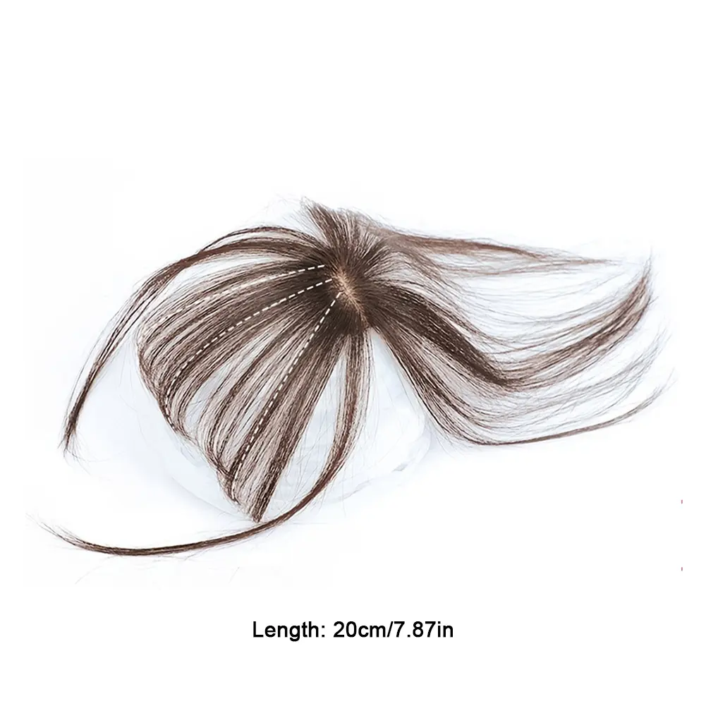 Mini Thin Air Blunt Light Bangs Human Hair Bangs with Temples Headband Hand-made Natural Clip on Bangs Hairpiece