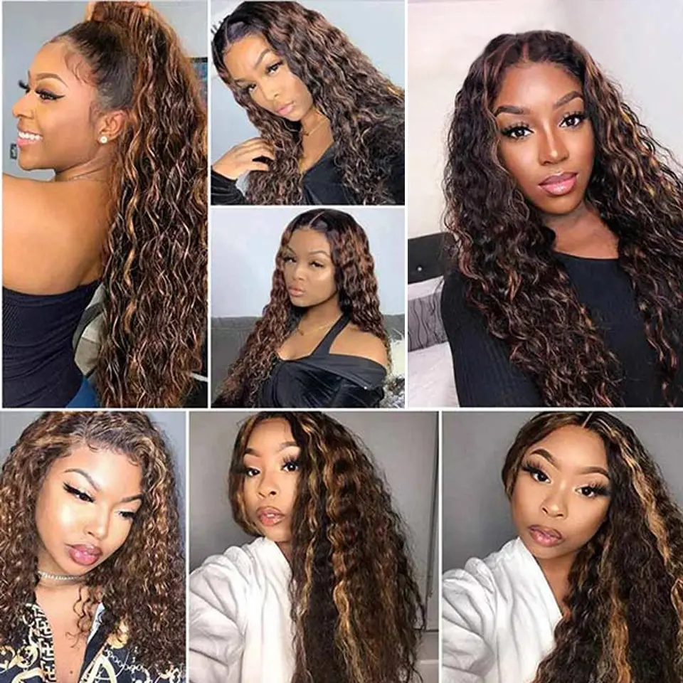 Brazilian Highlight Deep Wave Hair Bundles Remy Hair Ombre P4/27 Deep Wave Human Hair Extensions Wholesale Price Weave HairUGo