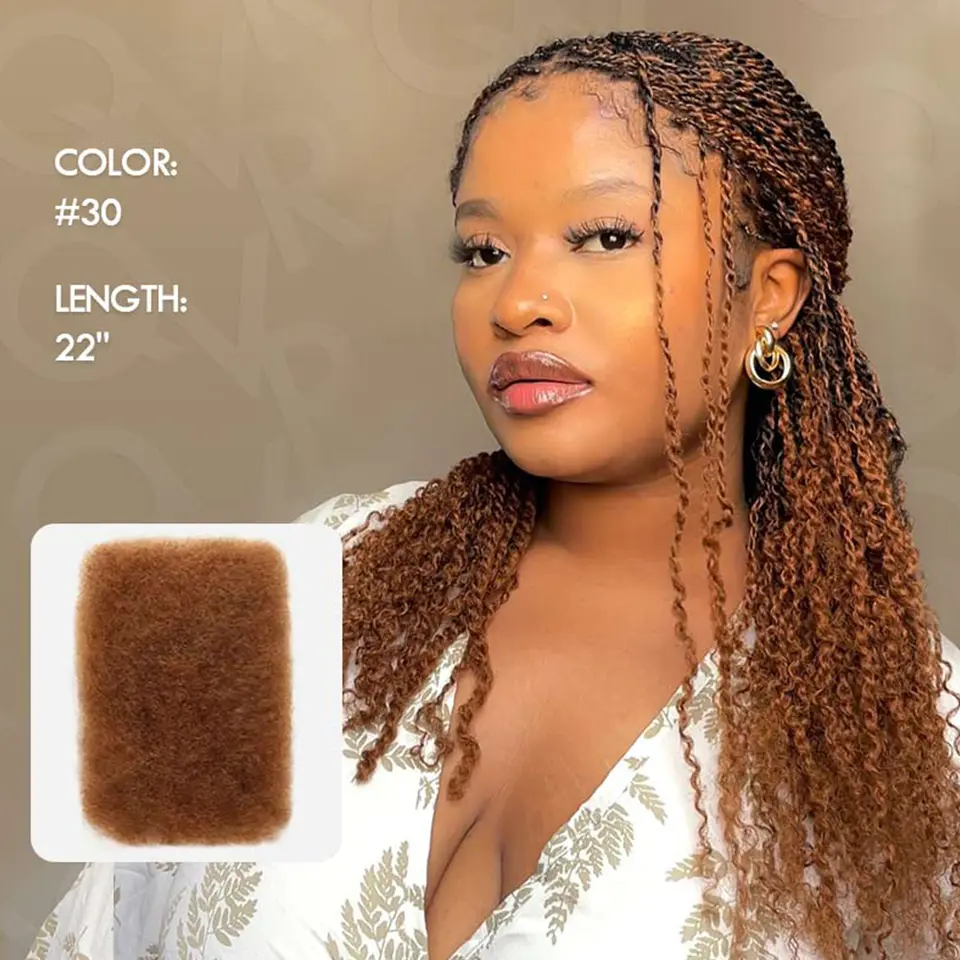 100% Human Hair Kinky Bulk for Braiding Natural Mini Twist Look QVR Afro Kinky Human Hair Bulk Dreadlock Loks Repair