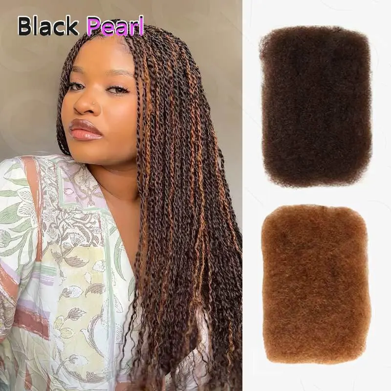 100% Human Hair Kinky Bulk for Braiding Natural Mini Twist Look QVR Afro Kinky Human Hair Bulk Dreadlock Loks Repair