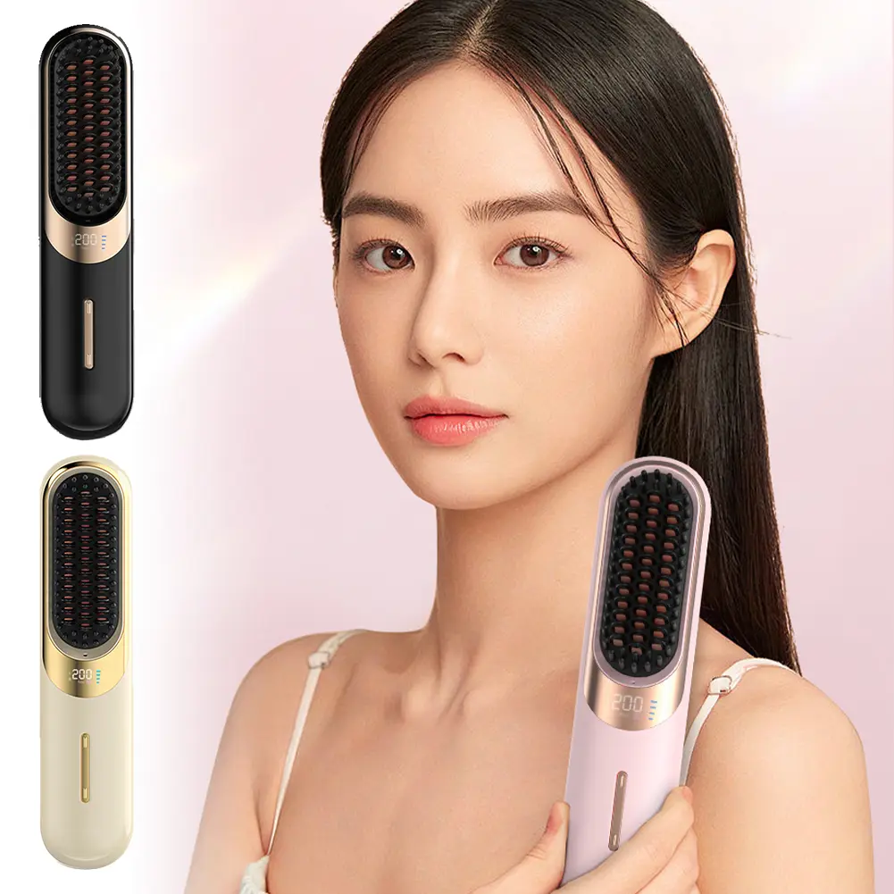 1Pc Hair Straightener Heating Comb Multifunctional Straight Comb Brush Professional Negative Ion Anti-Scalding Hair Styling Care
