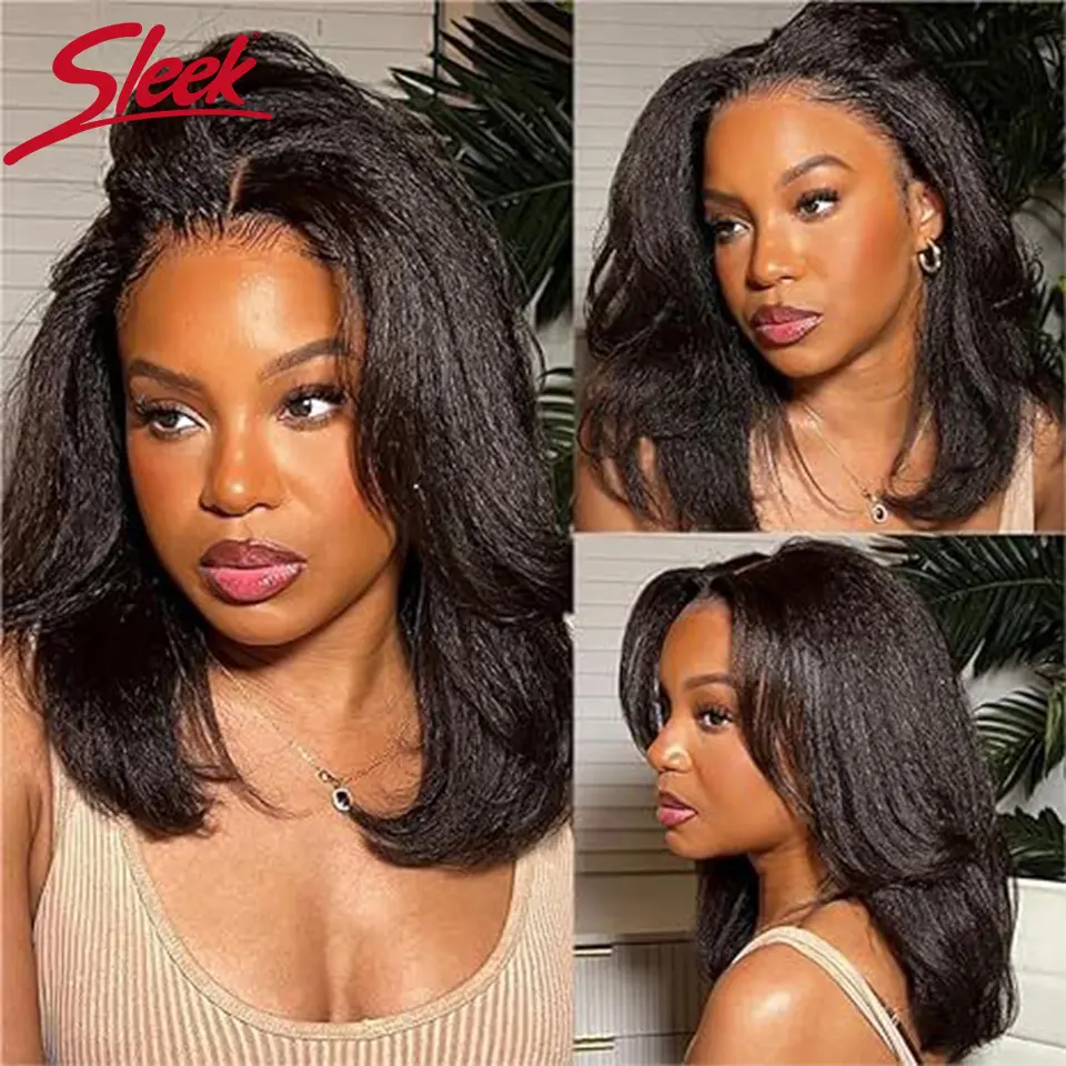 Sleek 4# Brown Colored Human Hair Extensions 3 pcs Yaki Straight Remy Brazilian Hair Yaki Straight Human Hair Bundles For Women