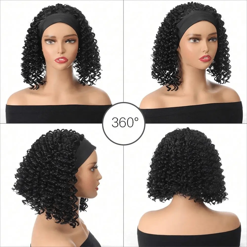 High-quality curly hair headband wigs are suitable for daily gatherings, wigs that naturally look fashionable for black women