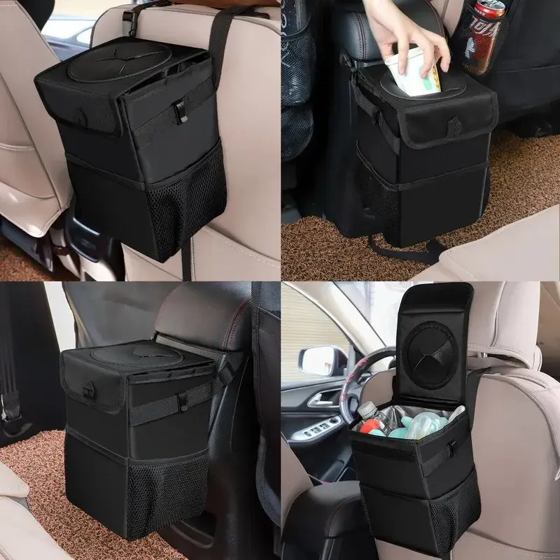 Portable Car Trash Can Foldable Storage Box-Multifunctional Vehicle Organizer Car Waste Bin Compact Storage Bin for Car Interior