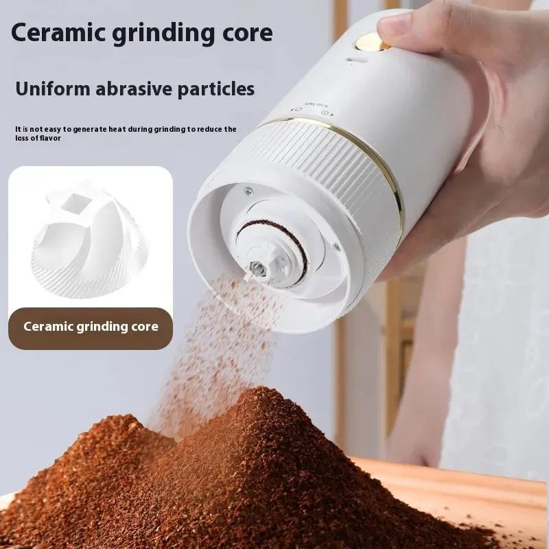 Portable Electric Coffee Grinder Adjustable Grinding Thickness Ceramic Core Rechargeable, Easy-to-Clean For Coffee Lovers