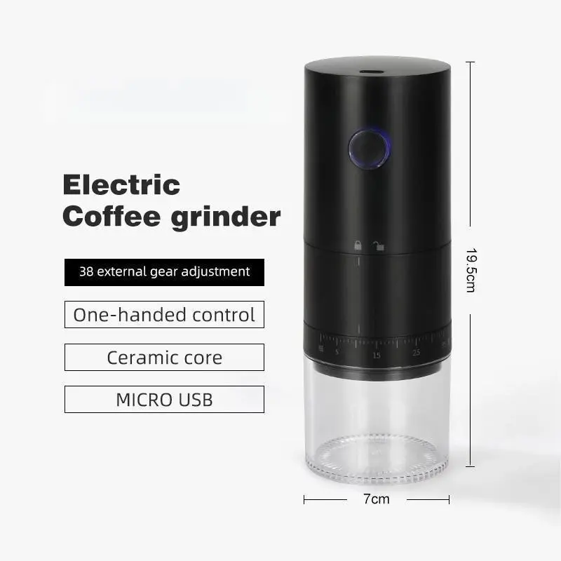 Electric Coffee Grinder, Rechargeable Portable Stainless Steel Blade, Automatic Grinding Machine for Coffee Beans