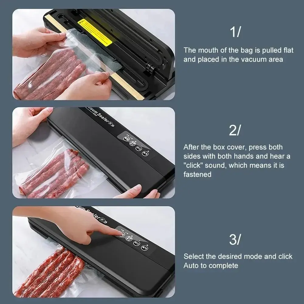 Portable Vacuum Sealer Machine for Food Storage 60kPa Suction Power 360W Dry and Wet Modes Compact Design