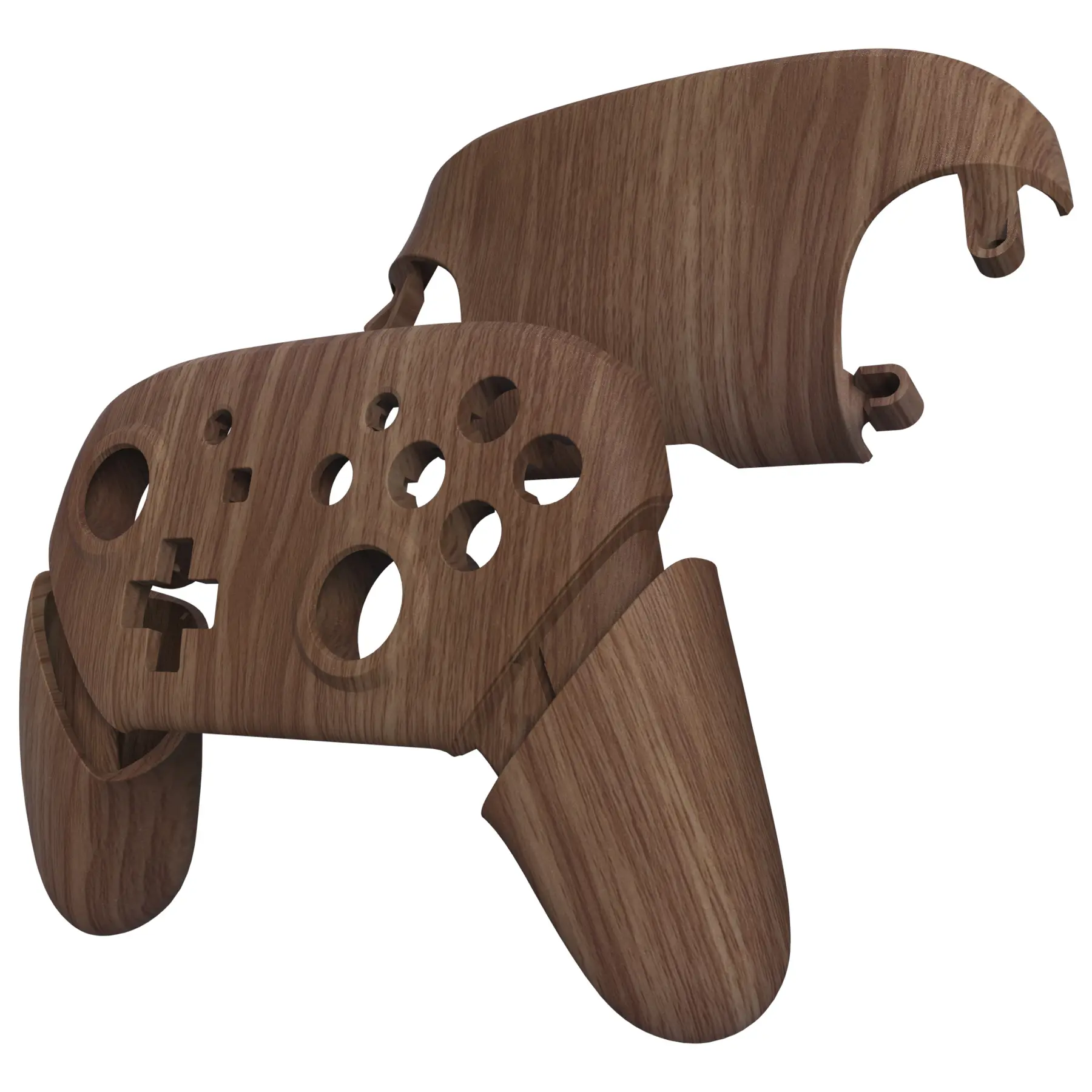 eXtremeRate Faceplate Backplate Handles for Nintendo Switch Pro Controller, Wood Grain Soft Touch Grip Replacement Shell Buttons
