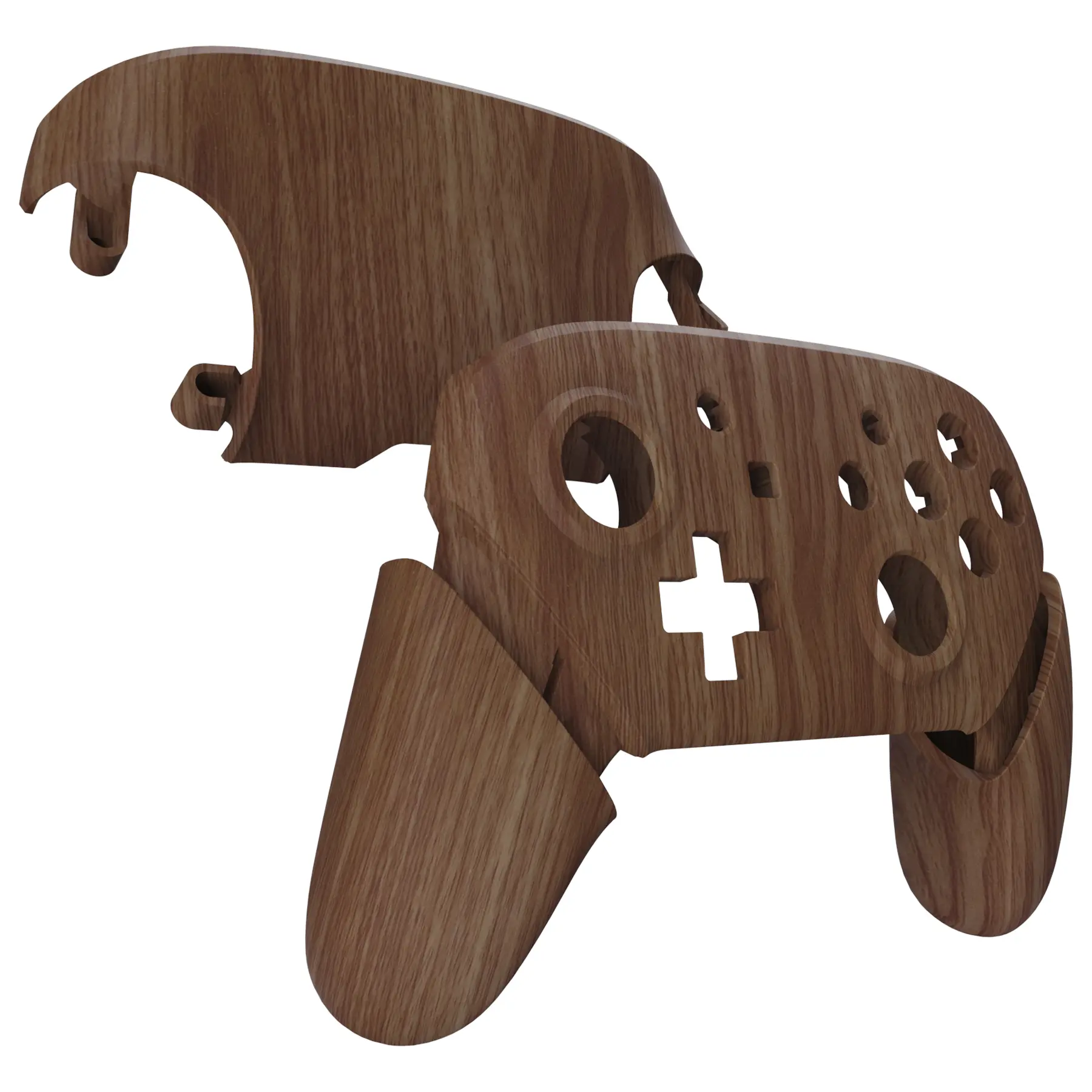 eXtremeRate Faceplate Backplate Handles for Nintendo Switch Pro Controller, Wood Grain Soft Touch Grip Replacement Shell Buttons