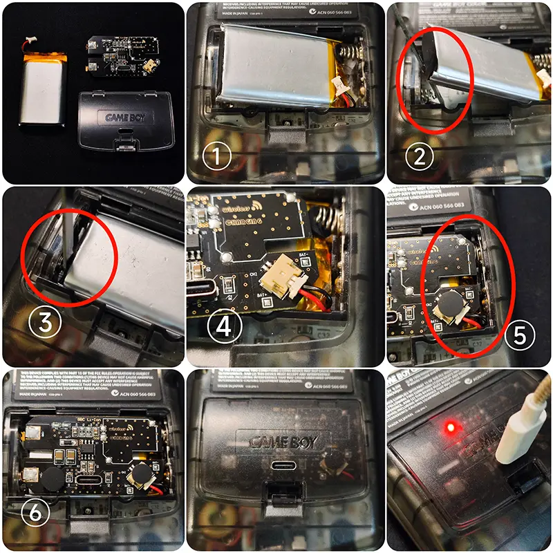Wireless charging battery module 1800mAH lithium-ion USB-C For GBC universal lithium-ion battery module