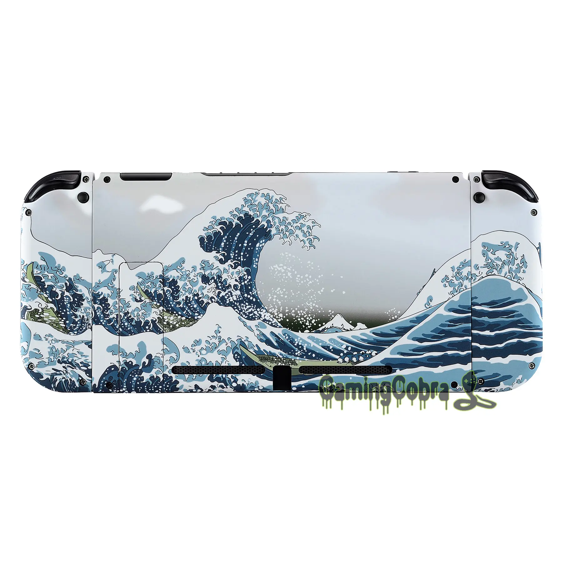 eXtremeRate The Great Wave Soft Touch Grip Console Back Plate Controller Housing Shell with Full Set Buttons for Nintendo Switch