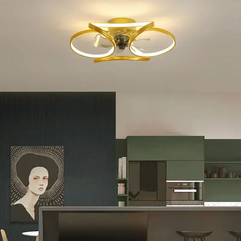 Nordic Intelligent Fan Light Color Dimming and Silent LED Ceiling Fan Light Remote Control Abanicos de tech Bedroom Lighting