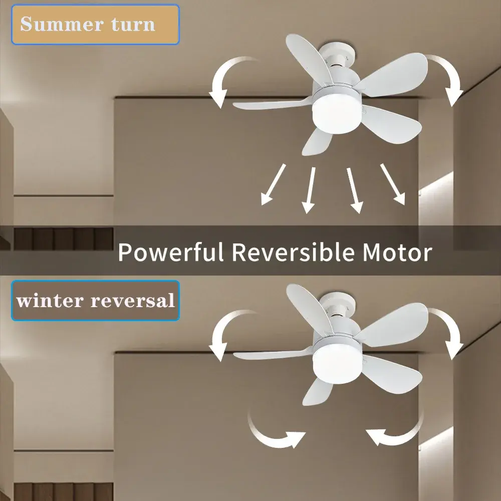 20W Ceiling Fan With LED Light And Remote Control E27 Mini Ceiling Fan Lamp Strong Forward And Reverse Wind For Room Decoration