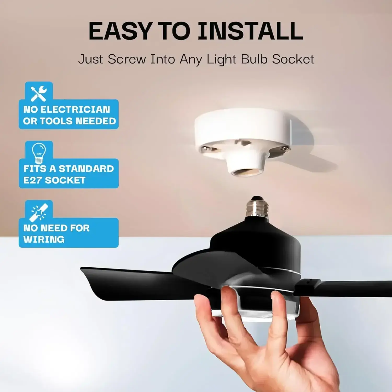 40W E27 Ceiling Fan With LED Light And Remote Control 3 Colors Dimmable Wireless Socket Fan For Living Room Bedroom 85-265V